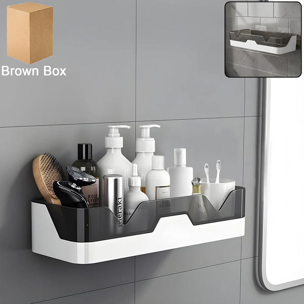 Wall Mounted Self Adhesive Plastic Storage Shelf (1 Pc) - justgrabit.in | Just Grab It