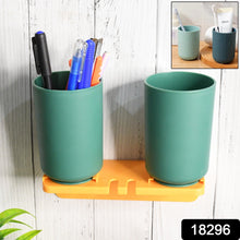 Multipurpose Wall Mount Toothbrush Holder Plastic Stand With 2 Cup (1 Set) - justgrabit.in | Just Grab It