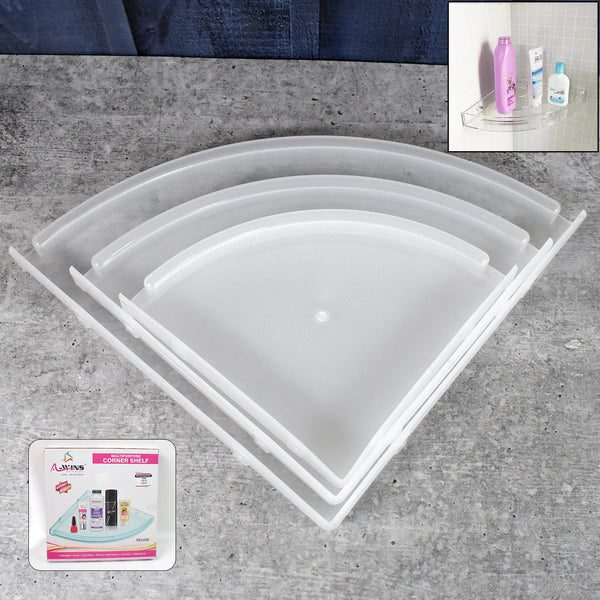 Bathroom Plastic Corner Shelf Rack Set for Wall Number of Shelves (3 Pcs Set) - justgrabit.in | Just Grab It
