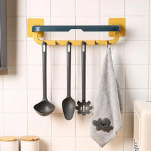 Wall - Mounted Double Bar Towel Holder with Hooks & Adjustable Folding Shelf - justgrabit.in | Just Grab It