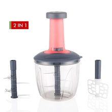 1100 ml 2 in 1 Push up Chopper with affixed with 6 Sharp Blade | Vegetable and Fruit Cutter with Easy Push and chop Button - justgrabit.in | Just Grab It