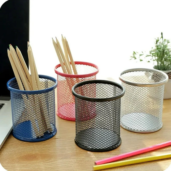 Metal Mesh Pen Holder for Desk (1 Pc): Pen Stand, Pencil Organizer, Stationery Storage - Justgrabit Inc.