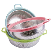 Stainless Steel Colander with Handle - Large Metal Mesh Basket Strainer (1 pc) - Justgrabit Inc.