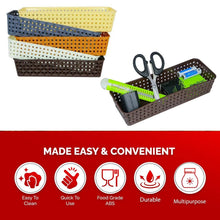 Plastic Multipurpose Desk Organizer Tray Office Drawer Dividers Storage Bins for Kitchen, Bathroom, Office, Makeup, Bedroom Dresser, Craft Basket Rack Multicolour (6 Pcs Set) - Justgrabit Inc.