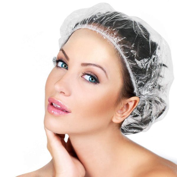 Large Disposable Waterproof Shower Caps – 12 Pack for Women, Travel & Salon - justgrabit.in | Just Grab It