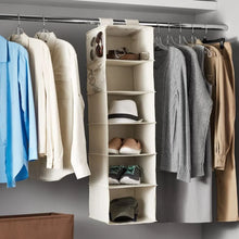 6 Shelf Hanging Closet Organizer, Space Saver, Sweater & Clothing Shelves, Breathable Material Keeps Away Dust & Odors, - justgrabit.in | Just Grab It