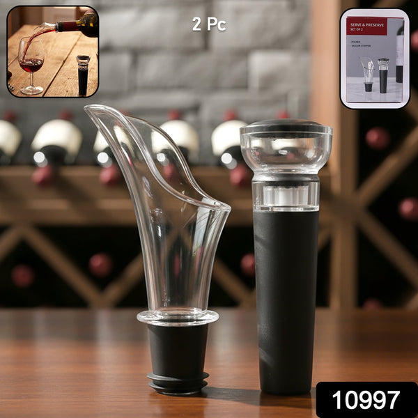 Premium Wine Poorer and Vacuum Bottle Stopper Set (2 Pc) - justgrabit.in | Just Grab It
