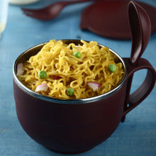 Noodles & Soup Bowl with Spoon and fork Handle Spoon Holder, Stainless Steel Bowl and Spoon Set, Stainless Steel Storage - Justgrabit Inc.