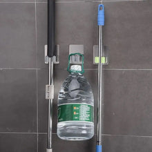 Stainless Steel Mop Broom Holder Organizer, With Glue 6gm Adhesive Wall Mounted Mop Organizer Storage Rack Clip Heavy Duty Broom Hanger for Laundry Room Garden Tool Holder Bathroom Accessories (1 Pc) - Justgrabit Inc.
