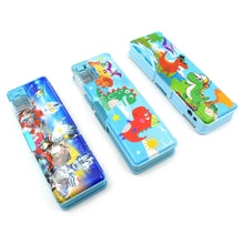 Plastic Multipurpose Compass Box – Double Deck Pencil Case with 2 Compartments & Cartoon Organizer (1 Pc, Mix Design) - Justgrabit Inc.