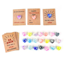 Heart - Shaped Crystal Gem Valentines with Gift Cards (24 Pc) - Justgrabit Inc.