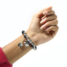 Elegant Black & Crystal Beaded Charm Bracelet - justgrabit.in | Just Grab It