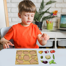 Wooden Vegetable Puzzle Learning Educational Board (1 Set / 28×20 Cm) - justgrabit.in | Just Grab It