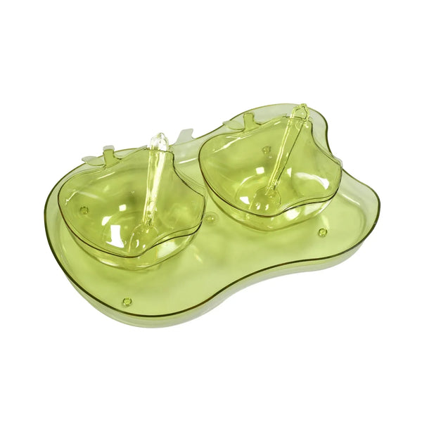 Apple Shape 2Piece Serving Set of Bowl with Spoon & Tray. Dinnerware Serving Snacks & Pickle - Justgrabit Inc.