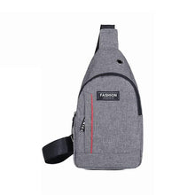 Waterproof Anti - Theft Crossbody Fanny Pack USB Charging & Earphone Hook (Grey/Blue) - justgrabit.in | Just Grab It