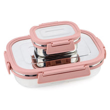 Stainless Steel Leak Proof Air Tight Lunch Boxes (900ML+200ML Approx / 2 Pc Set) - justgrabit.in | Just Grab It