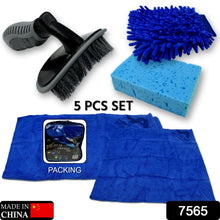 Car / Bike Cleaning Combo Microfiber Car Wash Sponge and Gloves, Automobile Cleaning Sponges, 2 Wash Towel, 1 Brush, 1 Sponge, 1 Gloves, Car Wash Cleaning Tools Kit (5 Pcs Set) - Justgrabit Inc.