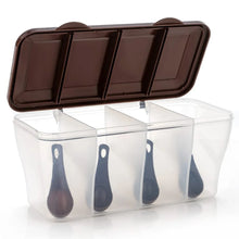Kitchen Airtight 4 - Section Storage Container / Pickle Jar with 4 Spoons (1 Pc / Mix Color) - Justgrabit Inc.