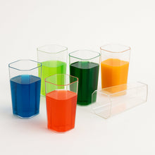 Unbreakable Transparent Square Design Wine Tumbler Plastic Glass 300 ML 6 Pc - justgrabit.in | Just Grab It
