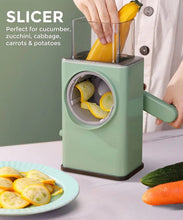 Vegetable Shredder Round Mandolin Slicer, Grater, Shredder Salad Maker - Large Feed Port - Suction Base - Cutter for Vegetable, Fruit, Cookie. - Justgrabit Inc.