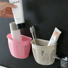 Hanging Plastic Storage Basket, Adhesive Wall Mounted Organizer Box Make Up Holder Shelf Bathroom Wall Basket Punch Free Drain Basket for Kitchen Bathroom, Wall Type Storage Basket (1 Pc) - Justgrabit Inc.