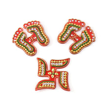 Decorative Laxmi Charan (Pagla) & Swastik Combo Set (3pc Set) - Justgrabit Inc.
