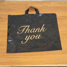 Large Black Thank You Printed Plastic Carry Bag (34 × 44 cm, 1 Pc) - justgrabit.in | Just Grab It