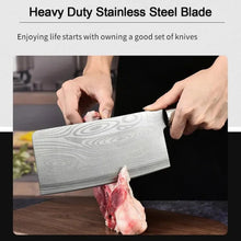 Stainless Steel Chef Damascus Cleaver Vegetable Knife with Plastic Handle & Cover, Multipurpose Use for Kitchen or Restaurant (12 Inch) - Justgrabit Inc.