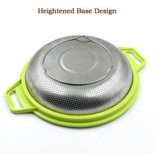 Stainless Steel Colander with Handle, Large Metal Green Strainer for Pasta, Spaghetti, Berry, Veggies, Fruits, Kitchen Food Colander, Dishwasher Safe - justgrabit.in | Just Grab It