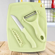 Plastic Kitchen Peeler - Green & Classic Stainless Steel 3 - Piece Knife Set Combo - Justgrabit Inc.