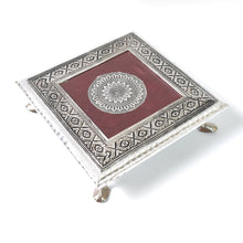 Silver - Square Pooja Chowki Patla / Bajot (20×20 CM / 1 Pc) - justgrabit.in | Just Grab It
