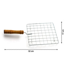Square Stainless Steel Barbecue Grill with Wooden Handle - Justgrabit Inc.