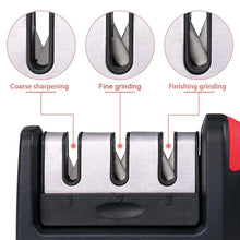 Manual Red & Black Knife Sharpener 3 Stage Sharpening Tool for Ceramic Knife and Steel Knives. - Justgrabit Inc.
