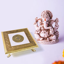Golden - Square Pooja Chowki Patla / Bajot (20×20 CM / 1 Pc) - justgrabit.in | Just Grab It