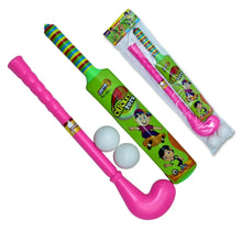 Combo of Light Weight Plastic Bat, Ball & Hockey for Kids, Boys, Indoor, Outdoor Play - Justgrabit Inc.