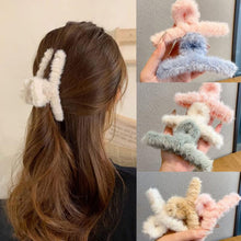 Large Plush Hair Claw Clips, Plastic Fluffy Hair Claw Hair (1 Pc / Mix Color) - justgrabit.in | Just Grab It