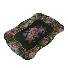 Stainless Steel Serving Tray With Flower Printed Rectangle Premium Dining Table Plate (18 x 8.5 Inch / 1 Pc) - Justgrabit Inc.