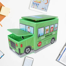 Foldable Bus Shape Toy Box Storage with Lid for Storage of Toys Basket Useful as Toy Organizer mountable Racks Surface Multipurpose Basket for Kids Wardrobe Cabinet Wood with Cloth Cover For Home Decor Books, Game, Baby Cloth (Mix Color & Design ) - Justgrabit Inc.