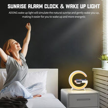 Smart Alarm Clock with G - Shape RGB Light Bluetooth Speaker, Wireless Charging (1 Pc) - justgrabit.in | Just Grab It