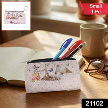 Small Paris Print Zipper Coin & Stationery Pouch (1 Pc) - justgrabit.in | Just Grab It