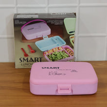 Smart Leak Proof Lunch Box with 3 Compartments and Spoon Set (1 Set) - justgrabit.in | Just Grab It