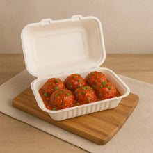 FresheeClamshell Takeaway Compostable Bagasse Food Box 9x6x3 Inch – 10 Pcs Pack - justgrabit.in | Just Grab It