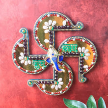 Golden Swastik Shubh Labh Wall Hanging with Ganesh Idol (1 Pc) - Justgrabit Inc.