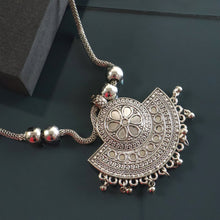 Oxidised Silver - Tone Traditional Long Necklace (1 Pc) - justgrabit.in | Just Grab It