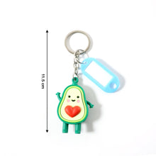 Cute Avocado Cartoon Keychain with Name Tag Holder (1 Pc) - justgrabit.in | Just Grab It