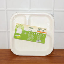 Compostable Bagasse 3 - Compartment Square Meal Plate - justgrabit.in | Just Grab It