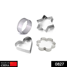 0827 Cookie Cutter Stainless Steel Cookie Cutter with Shape Heart Round Star and Flower (4 Pieces) - justgrabit.in | Just Grab It