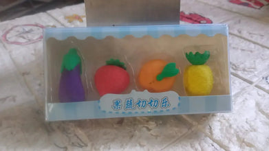 Mini Cute Veg & Fruit Erasers – 3D Colorful Eraser Set for Kids (4 Pc) - Justgrabit Inc.