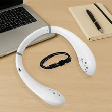 Portable USB Rechargeable Neck Fan – Wearable, 3 Speeds, Headphone Design - justgrabit.in | Just Grab It