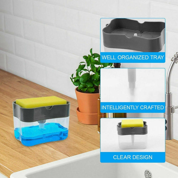 2 in 1 Soap Dispenser for Dishwasher Liquid Holder, Liquid Dispenser Through Pump (1 Pc) - justgrabit.in | Just Grab It